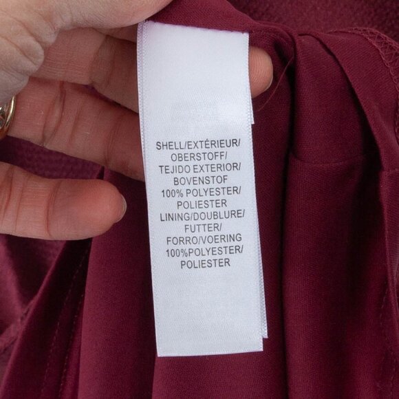 Adrianna Papell V-Neck Ruffled Blouson Satin Gown Deep Red Wine Size 4 NWT - Picture 8 of 11